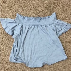 light blue off shoulder top